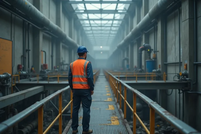 Ingénieur industriel supervisant des bioréacteurs dans une usine de recyclage plastique à grande échelle, illustrant la montée en puissance industrielle de Carbios face à la concurrence